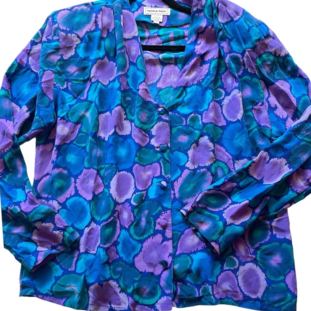 Nora Noh 100% Silk Blouse Vintage Korean Designer  Size 16